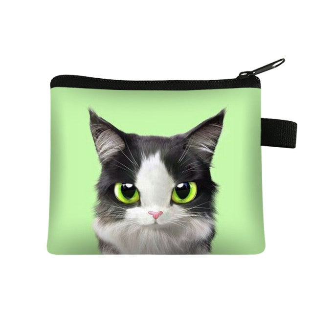 COOLOST Women Lime With Printed Cat Coins Purse