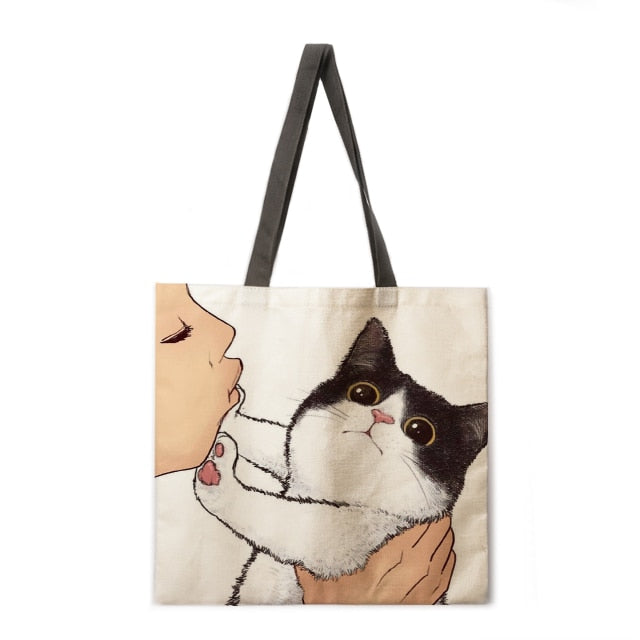 MZSHUANG Women Multicolour with Printed Cats Shoulder Bag