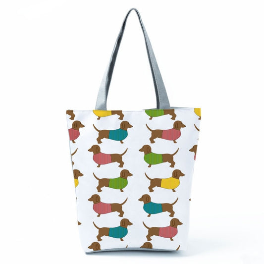 MIYAHOUSE Women White with Printed Puppy Shoulder Bag