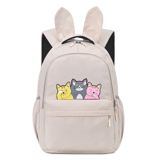 Fengbong Girls Multicolour with Printed Cats Backpack