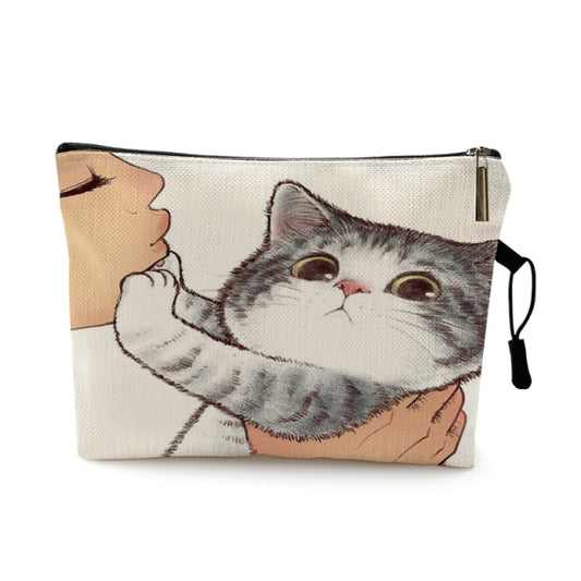 mvensh Women Multicolour with Printed Cats Makeup Bag