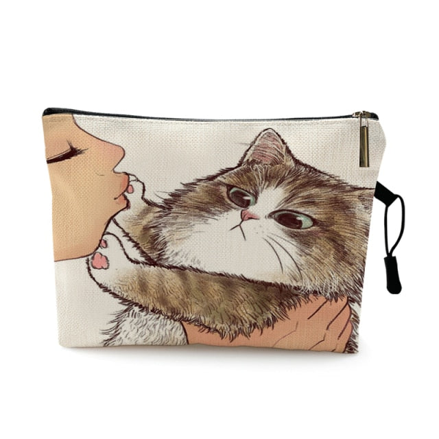 mvensh Women Multicolour with Printed Cats Makeup Bag