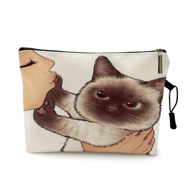 mvensh Women Multicolour with Printed Cats Makeup Bag