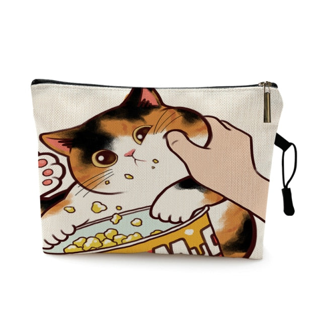 mvensh Women Multicolour with Printed Cats Makeup Bag