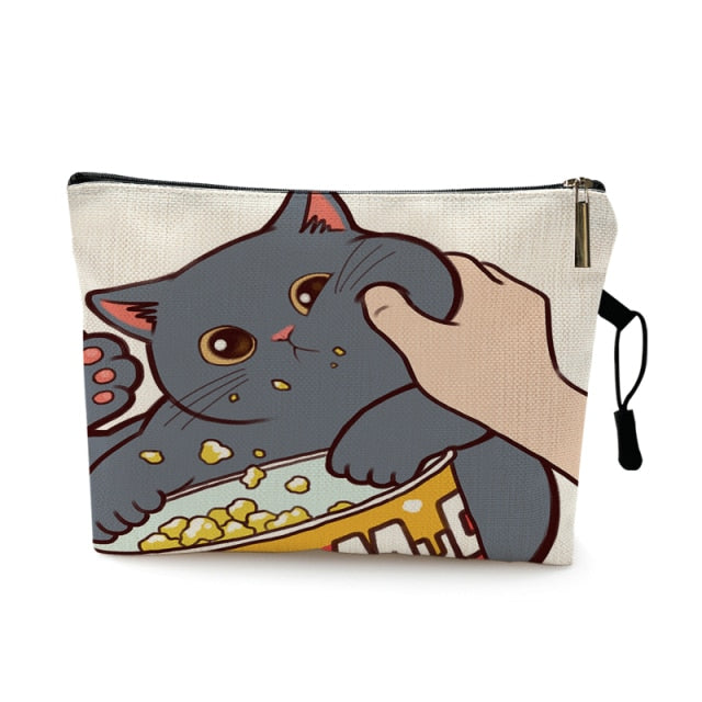 mvensh Women Multicolour with Printed Cats Makeup Bag