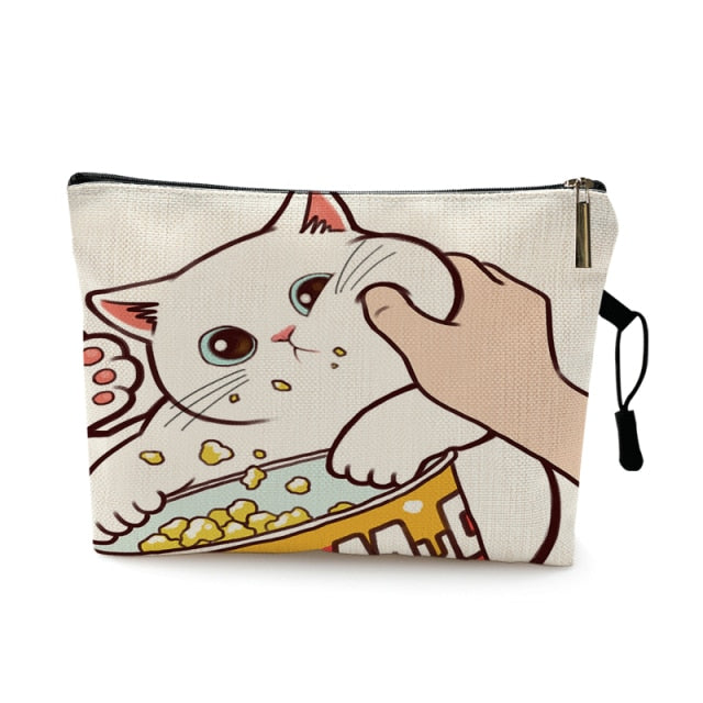 mvensh Women Multicolour with Printed Cats Makeup Bag