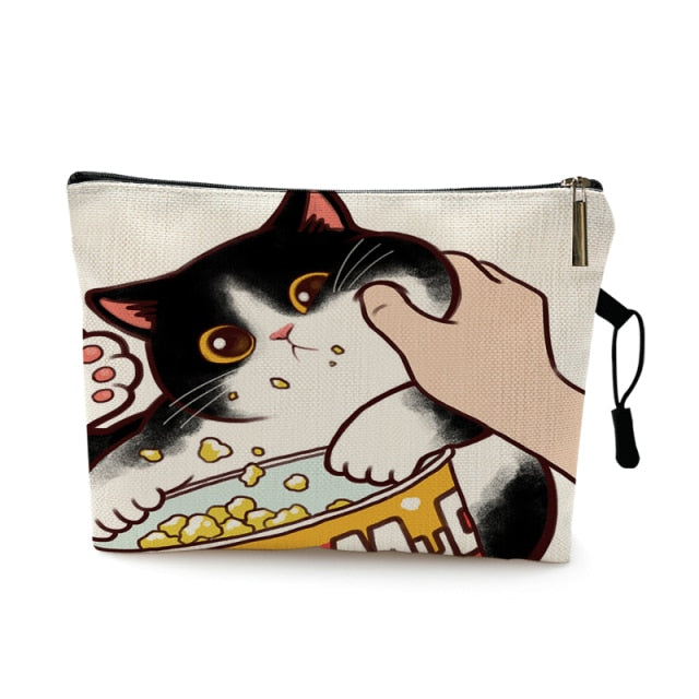 mvensh Women Multicolour with Printed Cats Makeup Bag