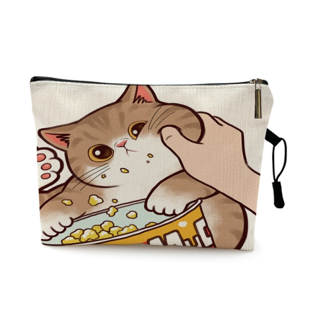 mvensh Women Multicolour with Printed Cats Makeup Bag