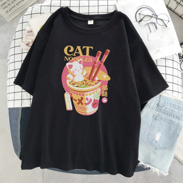 teekossc Women Multicolour with Printed Cats T-Shirt