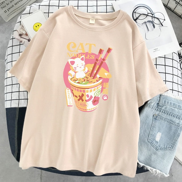 teekossc Women Multicolour with Printed Cats T-Shirt