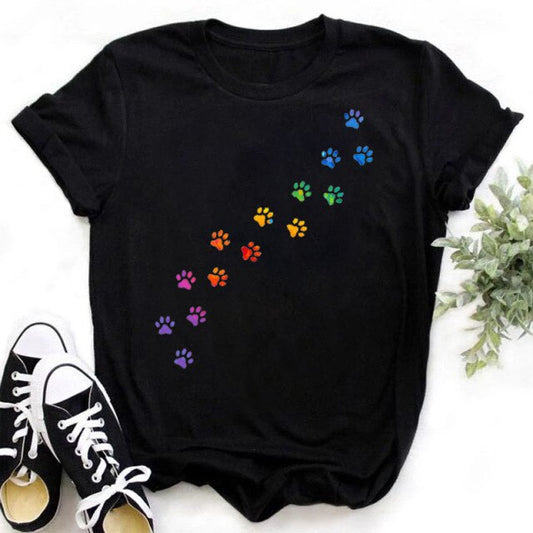 Fashion Women Multicolour with Printed Cats T-Shirt