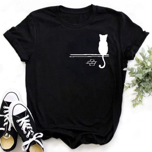 Fashion Women Multicolour with Printed Cats T-Shirt