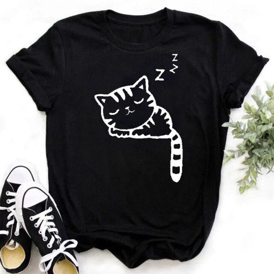 Fashion Women Multicolour with Printed Cats T-Shirt