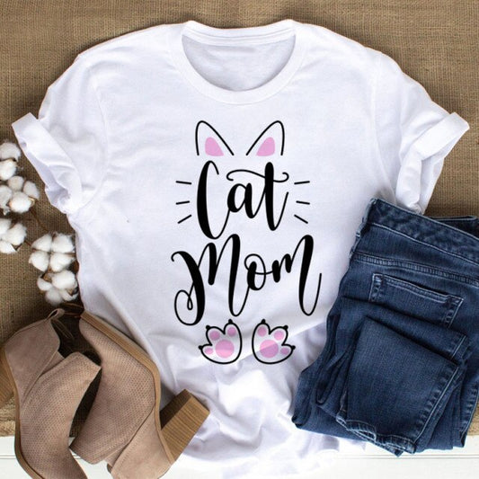 Fashion Women Multicolour with Printed Cats T-Shirt