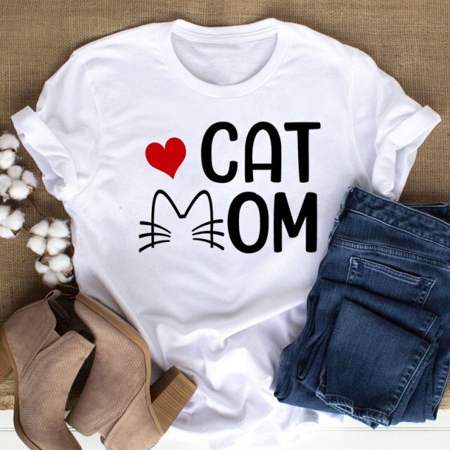 Fashion Women Multicolour with Printed Cats T-Shirt