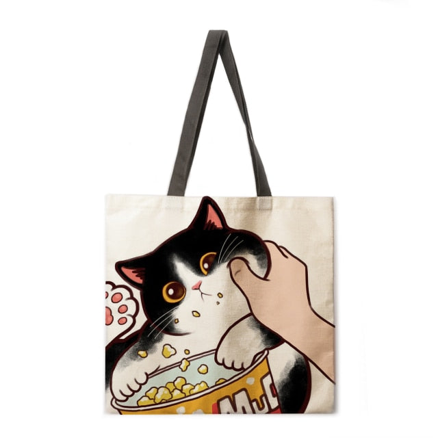 MZSHUANG Women Multicolour with Printed Cats Shoulder Bag