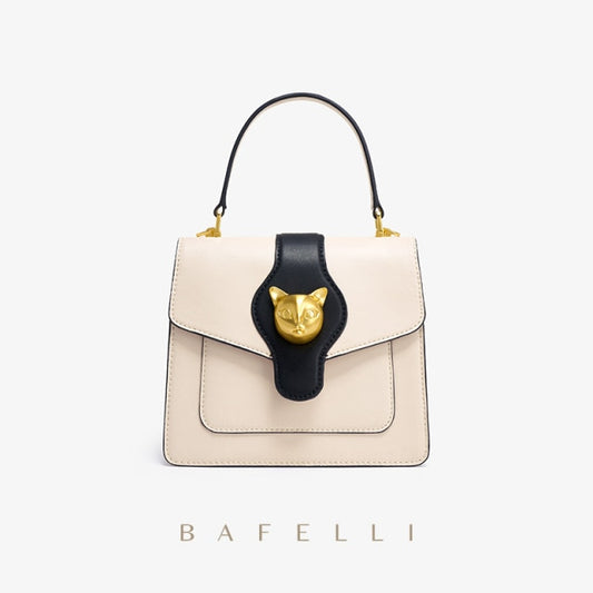 BAFELLI Women Beige/Black Cat Handbag