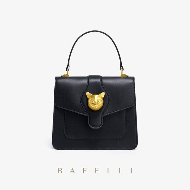 BAFELLI Women Beige/Black Cat Handbag