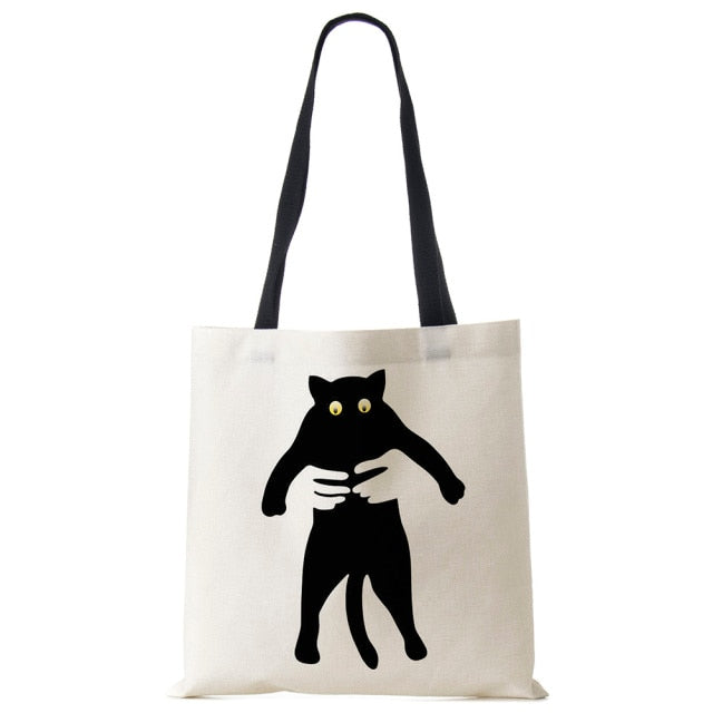 Women Multicolour with Printed Cats Shopping Bag