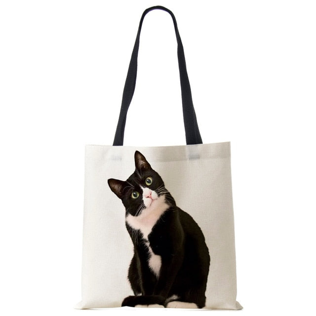 Women Multicolour with Printed Cats Shopping Bag