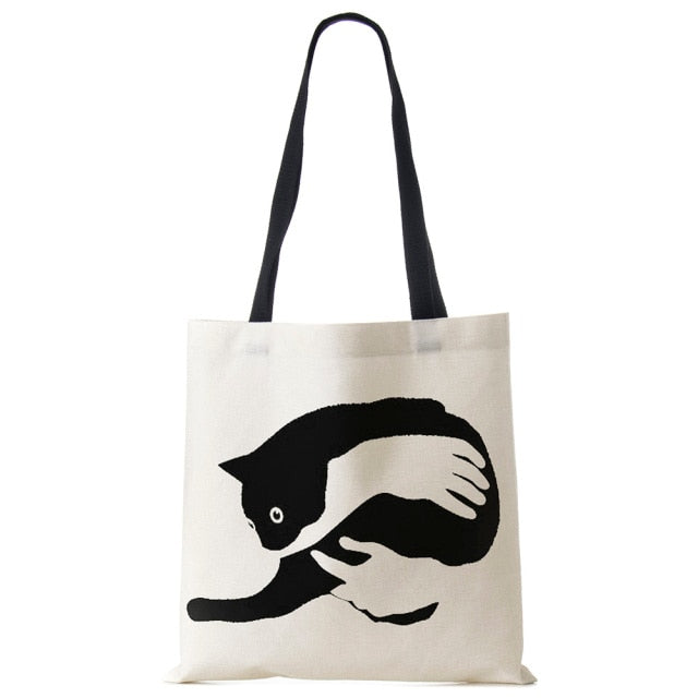 Women Multicolour with Printed Cats Shopping Bag