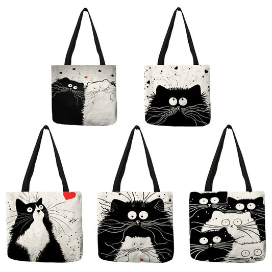 mvensh Women White with Printed Cats Shoulder Bag