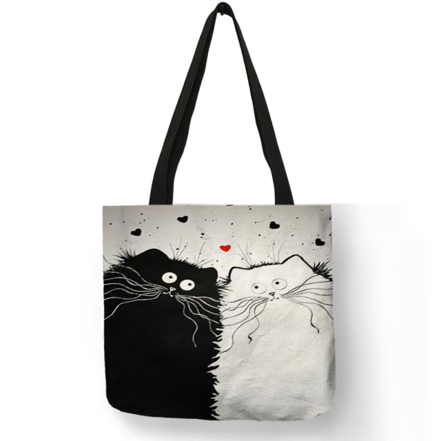 mvensh Women White with Printed Cats Shoulder Bag