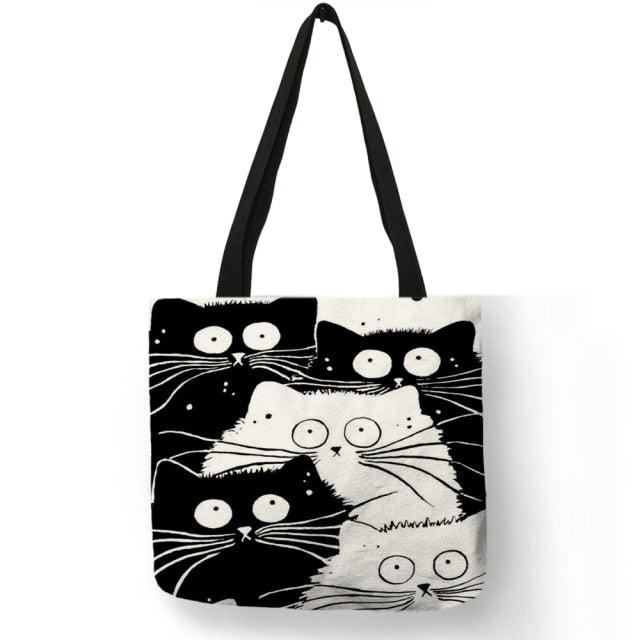 mvensh Women White with Printed Cats Shoulder Bag