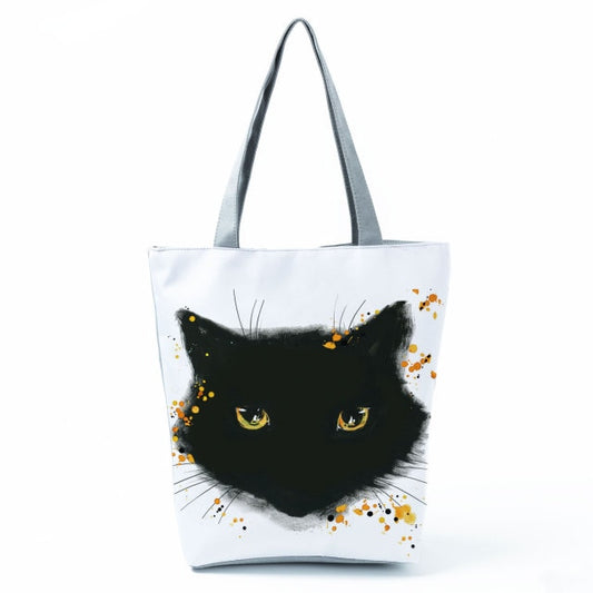 MIYAHOUSE Women White with Printed Cat Handbag