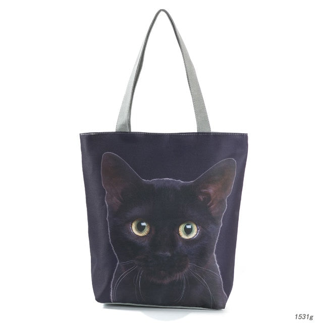 MIYAHOUSE Women Black with Printed Cat Handbag