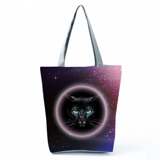 MIYAHOUSE Women Black with Printed Cat Handbag