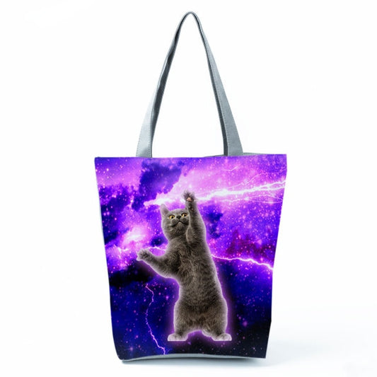 MIYAHOUSE Women Purple with Printed Cat Handbag