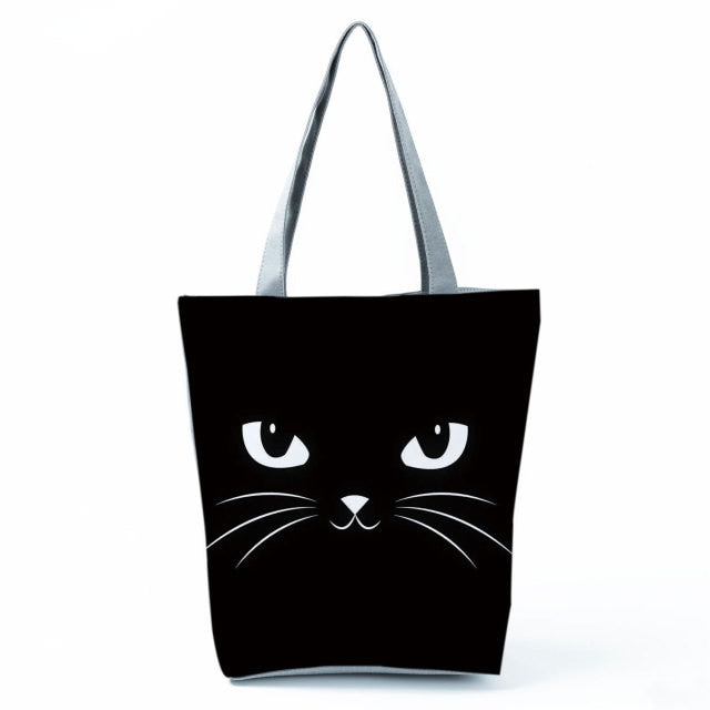 MIYAHOUSE Women Black with Printed Cat Handbag