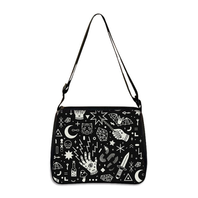 COOLOST Women Multicolour with Printed Cat Witch Shoulder Bag