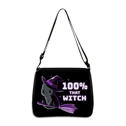 COOLOST Women Black with Printed Cat Witch Shoulder Bag