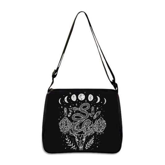 COOLOST Women Black with Printed Cat Witch Shoulder Bag