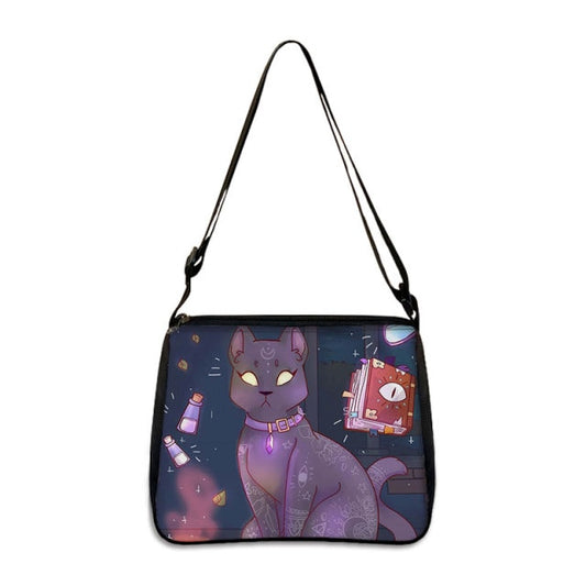 COOLOST Women Navy Blue with Printed Cat Witch Shoulder Bag