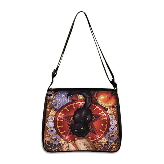 COOLOST Women Multicolour with Printed Cat Witch Shoulder Bag