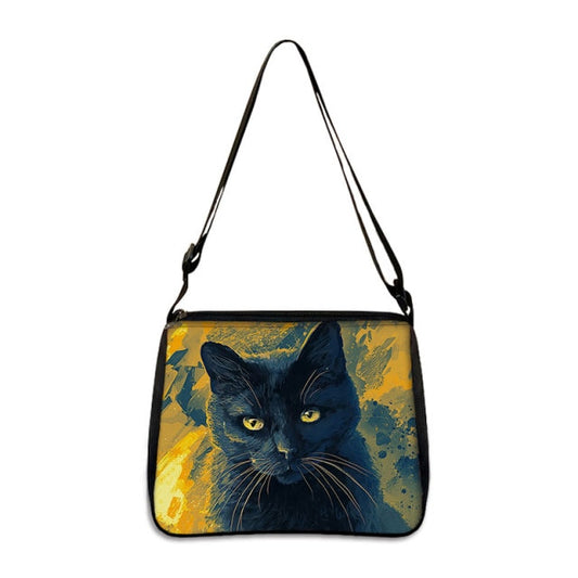 COOLOST Women Black with Printed Cat Shoulder Bag