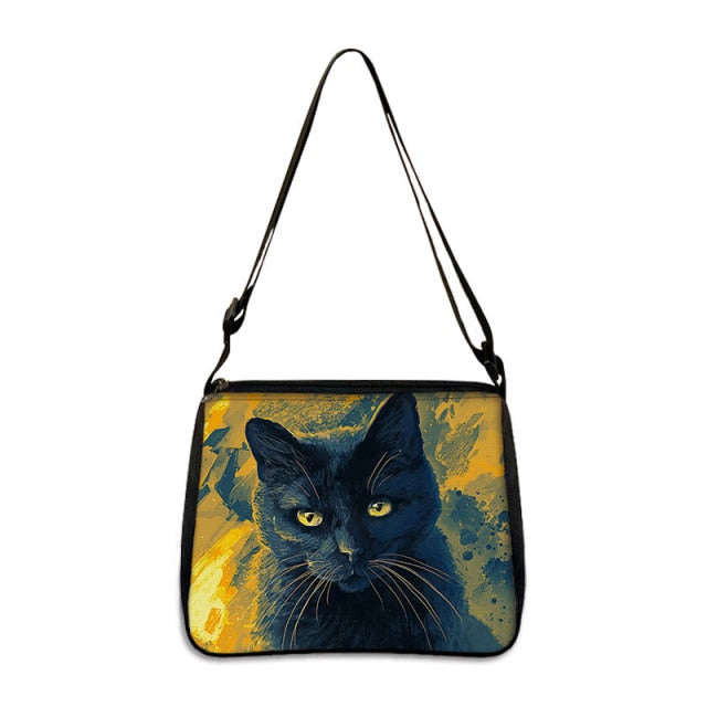 COOLOST Women Multicolour with Printed Cat Witch Shoulder Bag