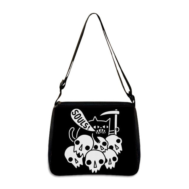 COOLOST Women Multicolour with Printed Cat Witch Shoulder Bag