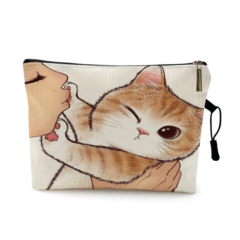 mvensh Women Multicolour with Printed Cats Makeup Bag