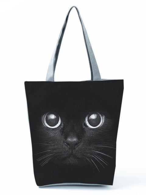 MIYAHOUSE Women Black with Printed Cats Shoulder Bag