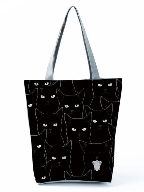 MIYAHOUSE Women Black with Printed Cats Shoulder Bag