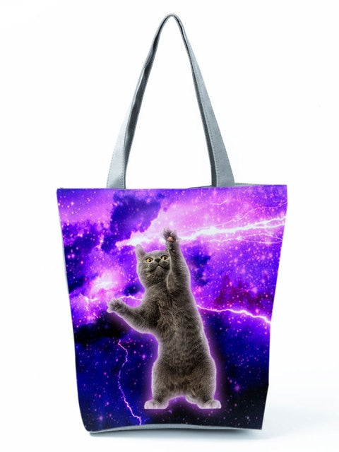 MIYAHOUSE Women Purple with Printed Cats Shoulder Bag