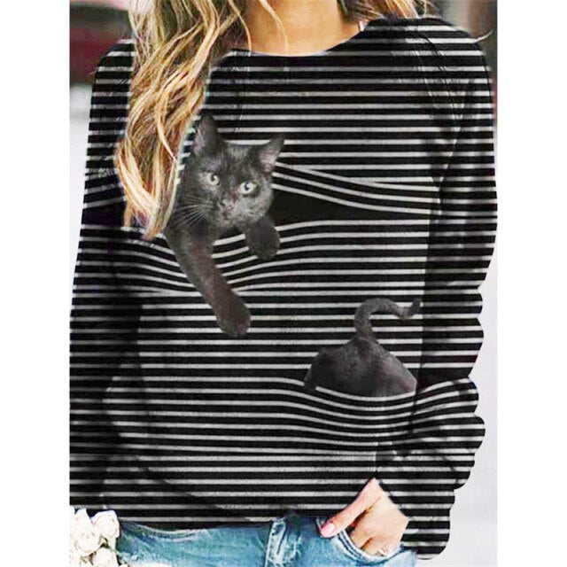 BOXDAQ Women Multicolour with Printed Cats Jumper