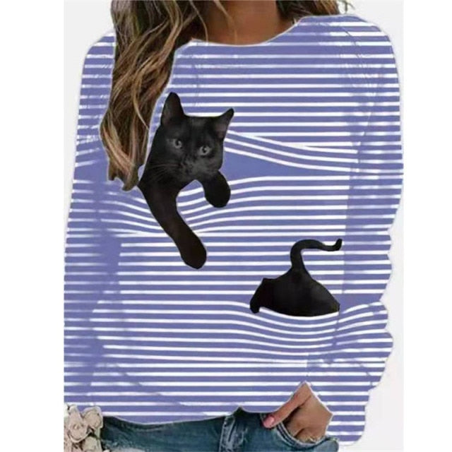 BOXDAQ Women Multicolour with Printed Cats Jumper