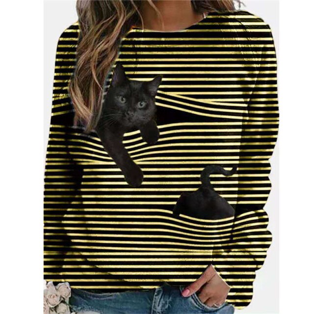 BOXDAQ Women Multicolour with Printed Cats Jumper