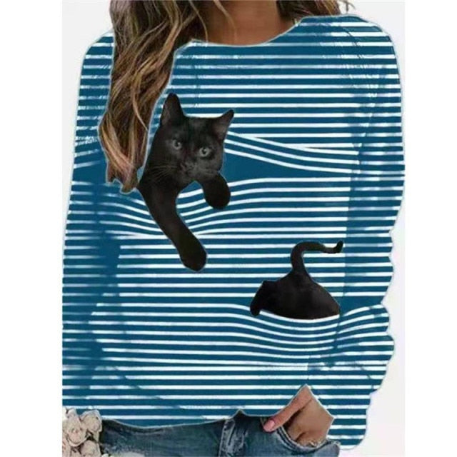 BOXDAQ Women Multicolour with Printed Cats Jumper