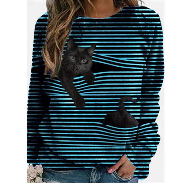 BOXDAQ Women Multicolour with Printed Cats Jumper